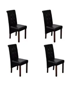 vidaXL Dining Chairs 4 pcs Black Faux Leather