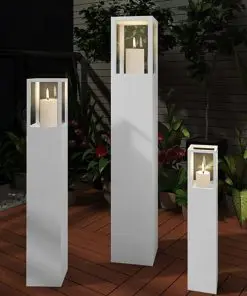 Wood Candle Stand White