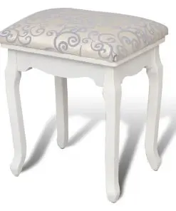vidaXL Dressing Stool Warm White Fabric
