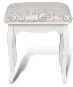 vidaXL Dressing Stool Warm White Fabric