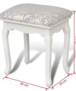 vidaXL Dressing Stool Warm White Fabric