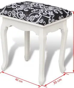 vidaXL Dressing Stool Black Fabric