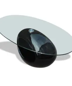 vidaXL Coffee Table with Oval Glass Top High Gloss Black