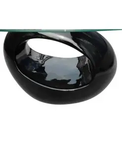 vidaXL Coffee Table with Oval Glass Top High Gloss Black