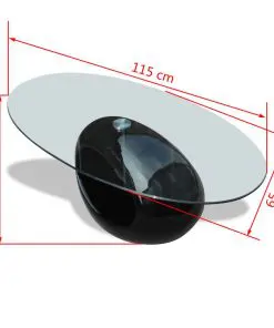 vidaXL Coffee Table with Oval Glass Top High Gloss Black