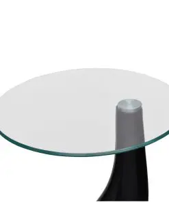 vidaXL Coffee Table with Round Glass Top High Gloss Black