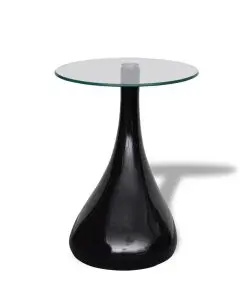 vidaXL Coffee Table 2 pcs with Round Glass Top High Gloss Black