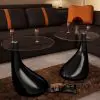 vidaXL Coffee Table 2 pcs with Round Glass Top High Gloss Black vidaXL Coffee Table 2 pcs with Round Glass Top High Gloss Black