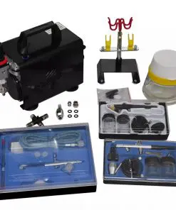 vidaXL Airbrush compressor set with 3 pistols 255 x 135 x 220 mm