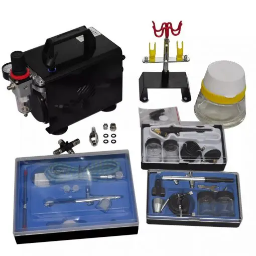 vidaXL Airbrush compressor set with 3 pistols 255 x 135 x 220 mm