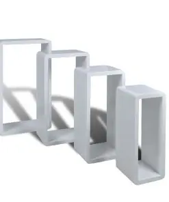 Cuboid shelf set of 4 White
