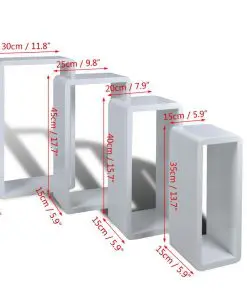 Cuboid shelf set of 4 White