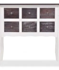 vidaXL Console Cabinet 6 Drawers Brown and White Wood