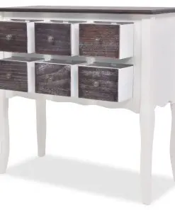 vidaXL Console Cabinet 6 Drawers Brown and White Wood
