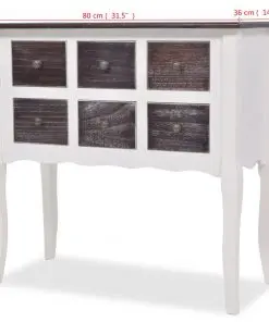 vidaXL Console Cabinet 6 Drawers Brown and White Wood