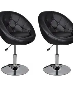 vidaXL Bar Chairs 2 pcs Black Faux Leather