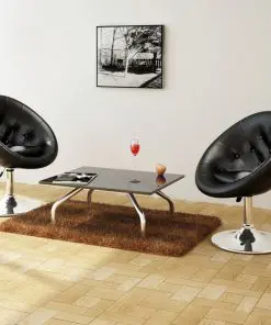 vidaXL Bar Chairs 2 pcs Black Faux Leather