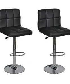 vidaXL Bar Stools 2 pcs Black Faux Leather