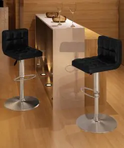 vidaXL Bar Stools 2 pcs Black Faux Leather