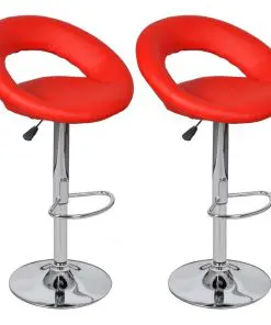 vidaXL Bar Stools 2 pcs Red Faux Leather