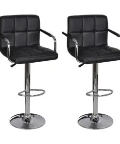 vidaXL Bar Stools 2 pcs Black Faux Leather