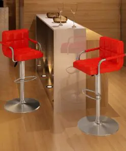 vidaXL Bar Stools 2 pcs Red Faux Leather