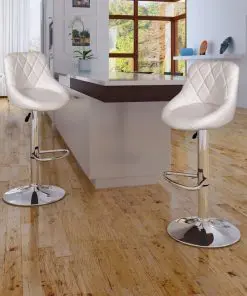 vidaXL Bar Stools 2 pcs White Faux Leather
