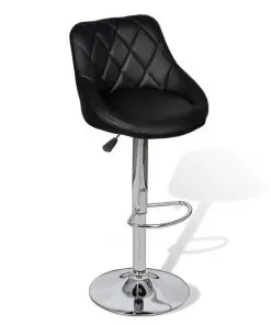 vidaXL Bar Stools 2 pcs Black Faux Leather