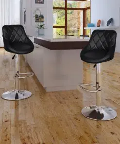 vidaXL Bar Stools 2 pcs Black Faux Leather