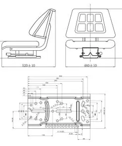 vidaXL Tractor Seat with Backrest Black