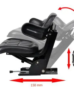 vidaXL Tractor Seat with Suspension Black