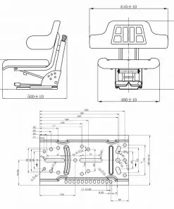 vidaXL Tractor Seat with Suspension Black