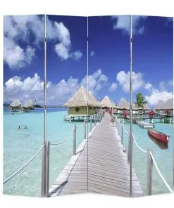 vidaXL Folding Room Divider Print 160 x 170 Beach