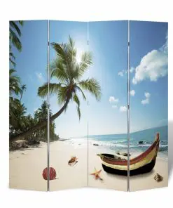 vidaXL Folding Room Divider Print 160 x 170 Beach