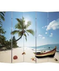 vidaXL Folding Room Divider Print 200 x 170 Beach