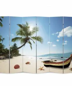 vidaXL Folding Room Divider Print 240x170cm Beach