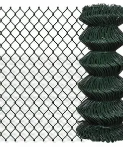 vidaXL Chain Link Fence Galvanised Steel 0.8×15 m Green