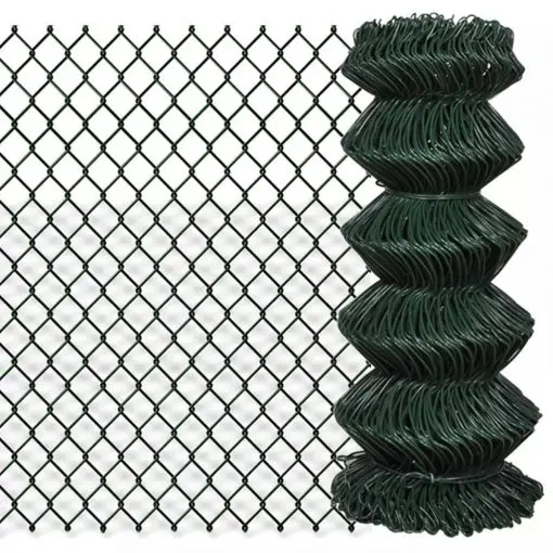 vidaXL Chain Link Fence Galvanised Steel 0.8×15 m Green