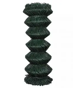 vidaXL Chain Link Fence Galvanised Steel 1×15 m Green