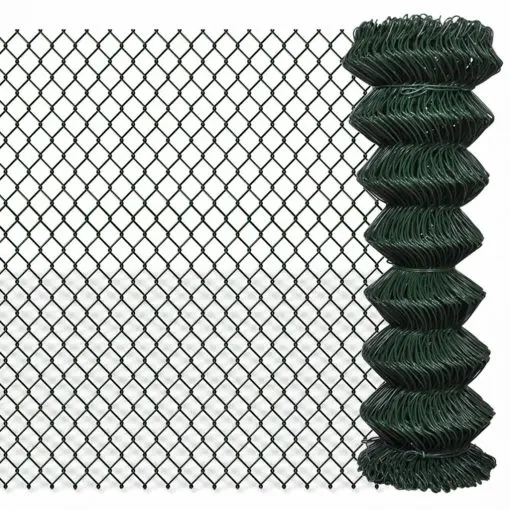 vidaXL Chain Link Fence Galvanised Steel 1.25×15 m Green