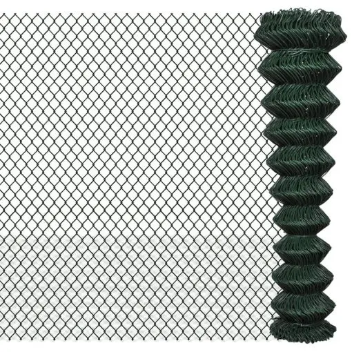 vidaXL Chain Link Fence Galvanised Steel 2×15 m Green