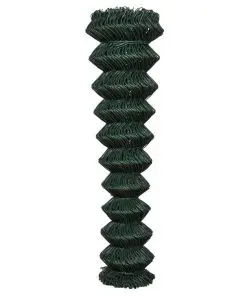 vidaXL Chain Link Fence Galvanised Steel 2×15 m Green