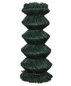 vidaXL Chain Link Fence Galvanised Steel 0.8×25 m Green