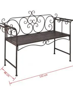 vidaXL Garden Bench 132 cm Steel Antique Brown
