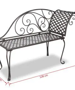 vidaXL Garden Chaise Lounge 128 cm Steel Antique Brown