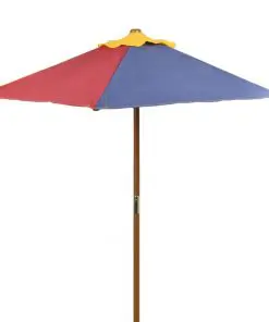 vidaXL Kids’ Picnic Table with Benches and Parasol Multicolour Wood