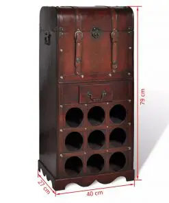 vidaXL Wooden Wine Rack for 9 Bottles with Storage