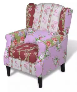 vidaXL Armchair with Patchwork Design Fabric