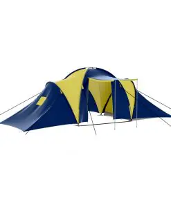 vidaXL Camping Tent Fabric 9 Persons Blue and Yellow