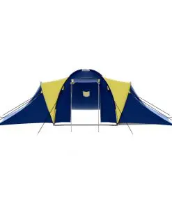 vidaXL Camping Tent Fabric 9 Persons Blue and Yellow